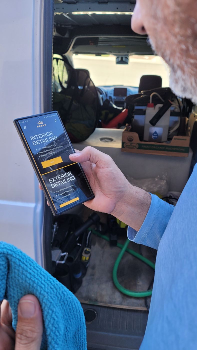 Mobile detailing workday, with the tools to run the business on the go